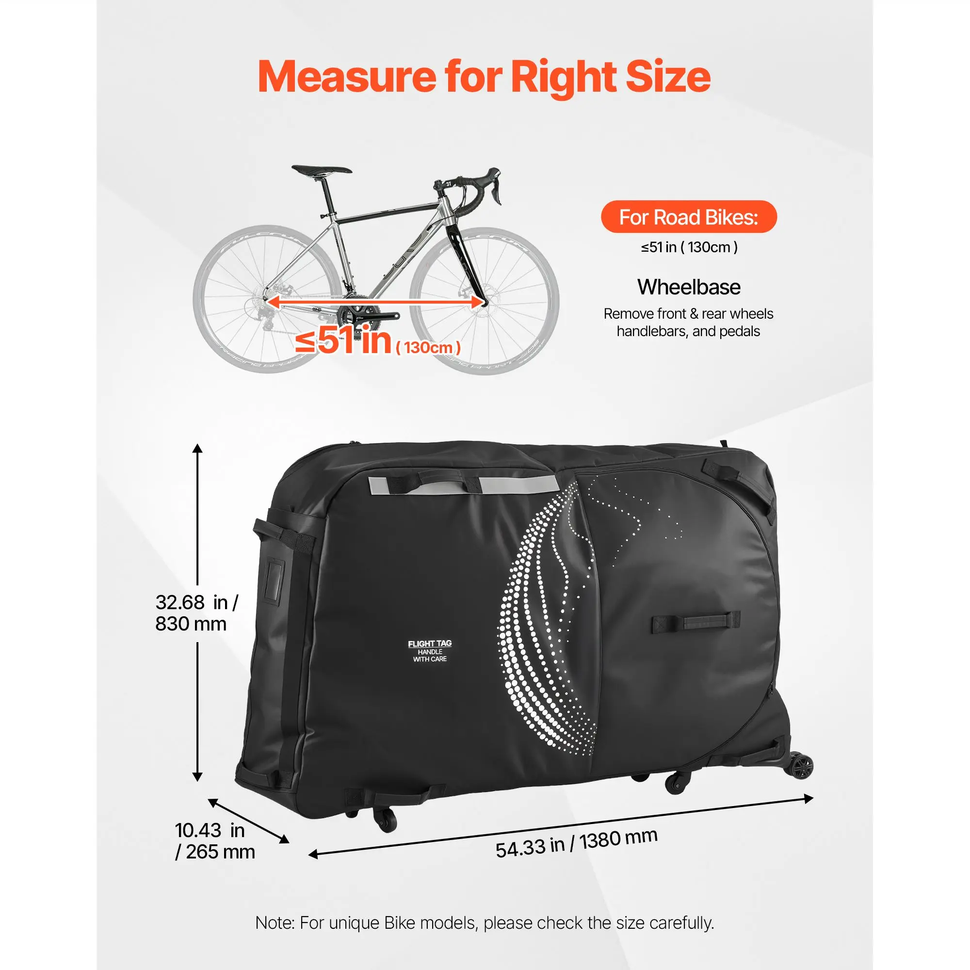 Bike Travel Bag, Transport Universal Bicycle Storage Case Bag with TSA Lock, Support Plates, Protection and Fork Mount Stabilisa