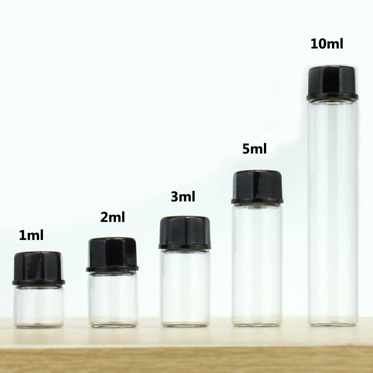 10X Empty Orifice Reducer Glass Bottles Clear Dram Small Hole Bottles Mini Vials Perfume essential oils Sample 1ml 2ml 3ml 5ml