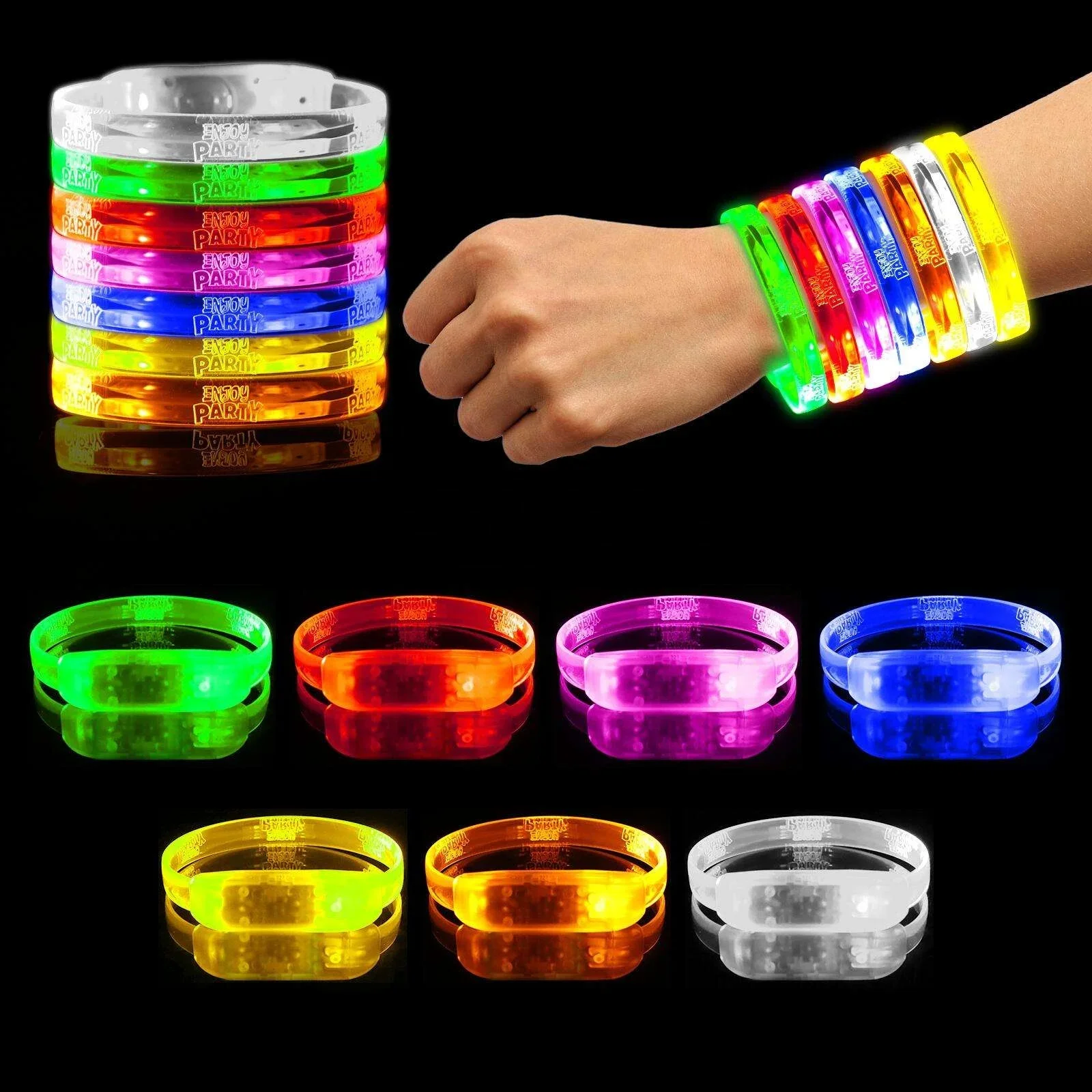 Color Change Sound Activated LED Wristband Flashing Bracelet Adjustable Led Flashing Wrist Band Led Light Toy Music Concert SFX