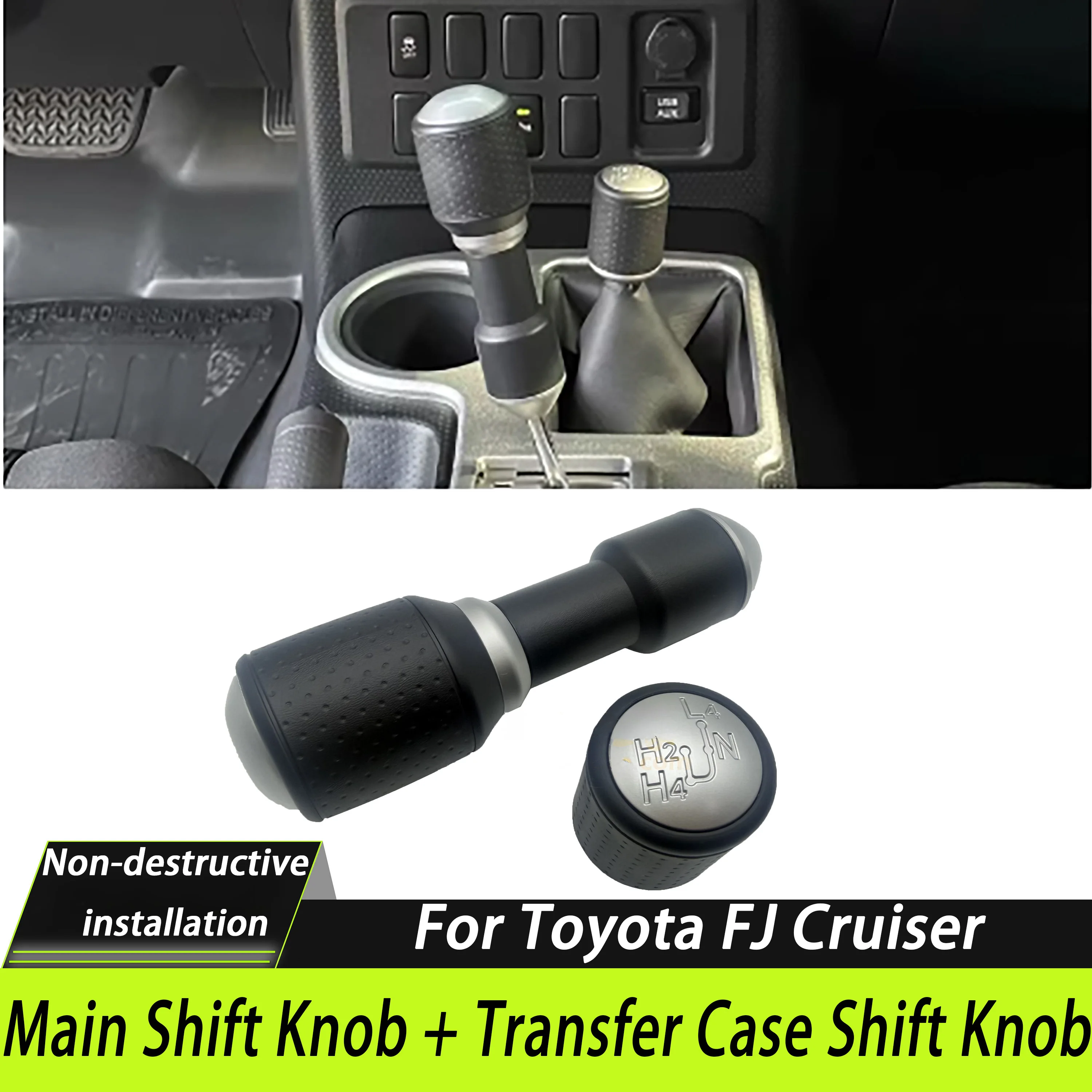 For Toyota FJ Cruiser Shift Knob 36303-35210-B0 Silver Transfer Case Shift Lever Knob 4Runner  33504-35103-B0