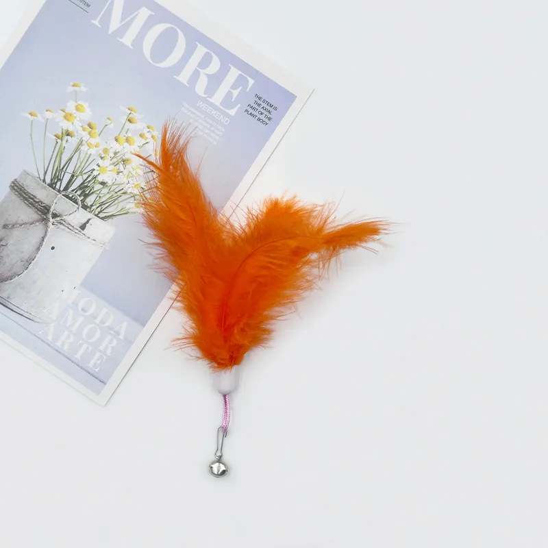 3/5/10 Uds. Palo de peluche para mascotas, campana de plumas, cabezal de repuesto, juguete de peluche para mascotas, juguete interactivo para aliviar el gato, juguetes para gatos