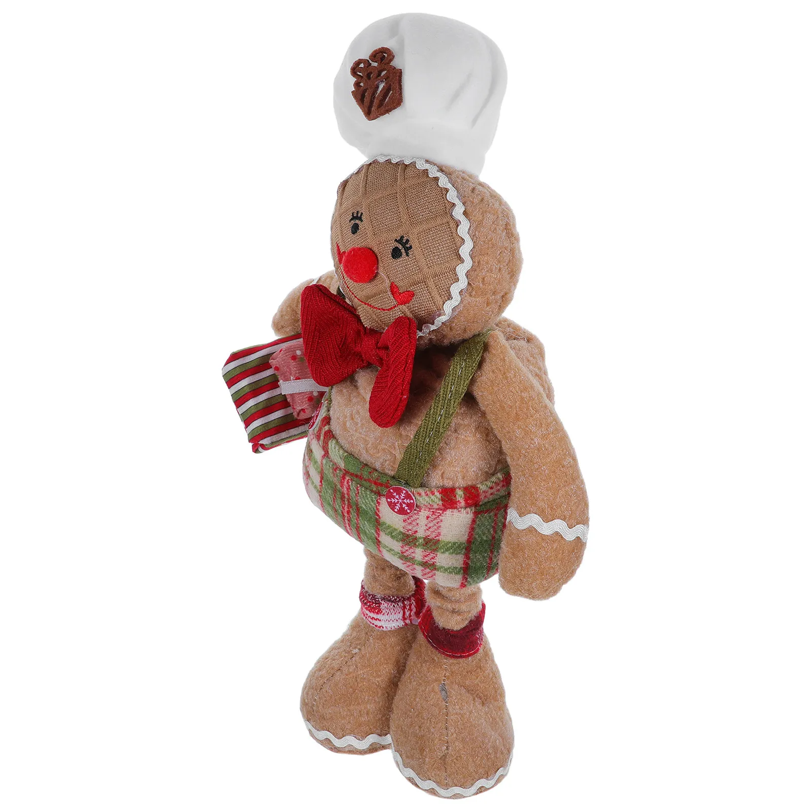 Gingerbread Fabric Christmas Man Decoration Stretchable Legs Soft Material Standing Holiday Shelf Display Xmas Window Ornament
