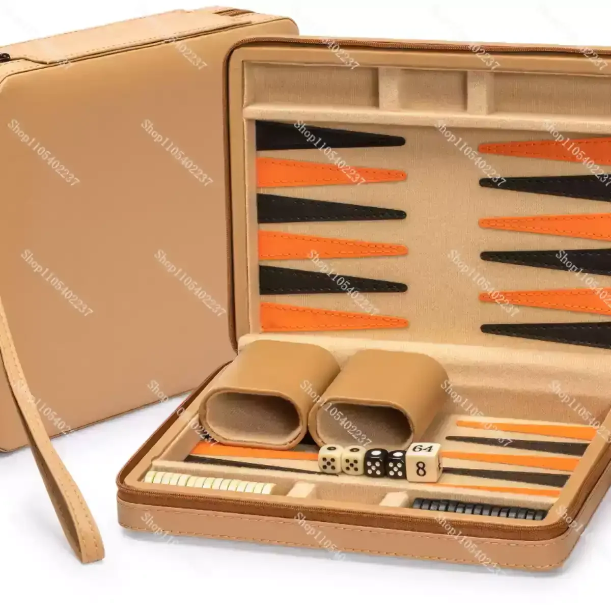 Leather Case Chess Acrylic Backgammon Mini Travel Edition