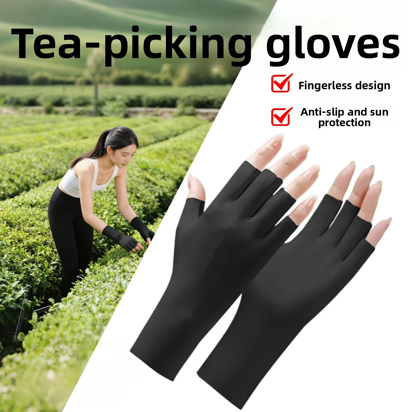

Ice Silk Thin Gloves Breathable Sun Protection Cycling Tea Picking Driving Half Finger Light Weight Youth Fashion Hand Gloves