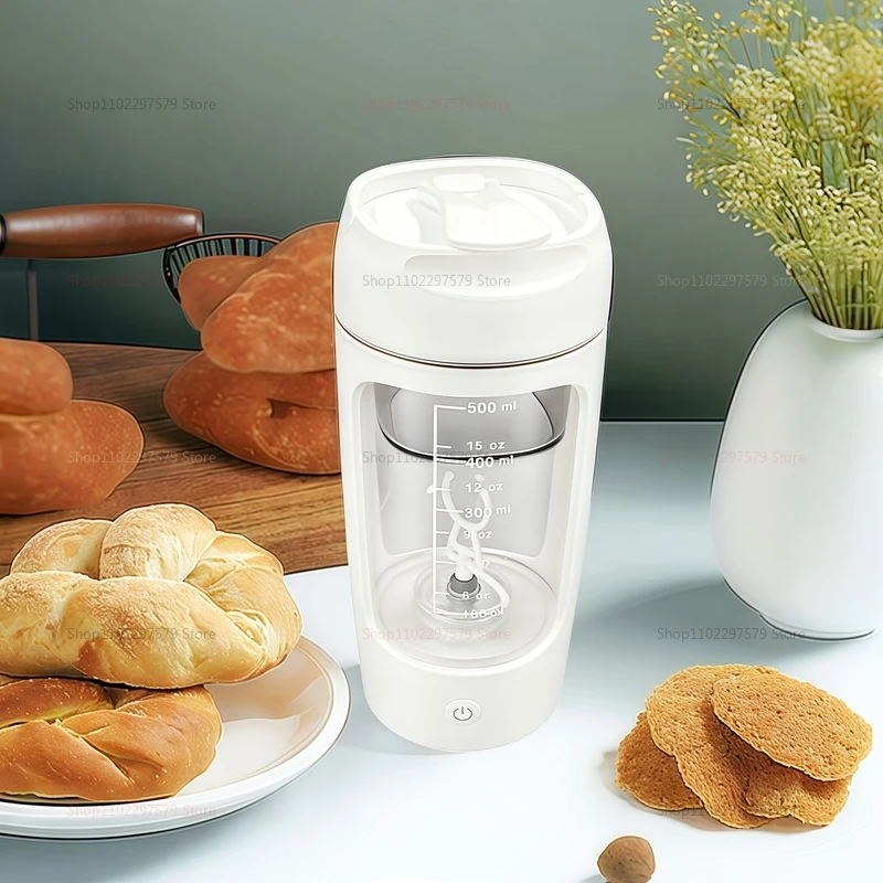 كوب شاكر أوتوماتيكي متعدد الوظائف قابل لإعادة الشحن سعة 500 مل للرياضة واللياقة البدنية ومسحوق بروتين خلط وتغذية رياضية