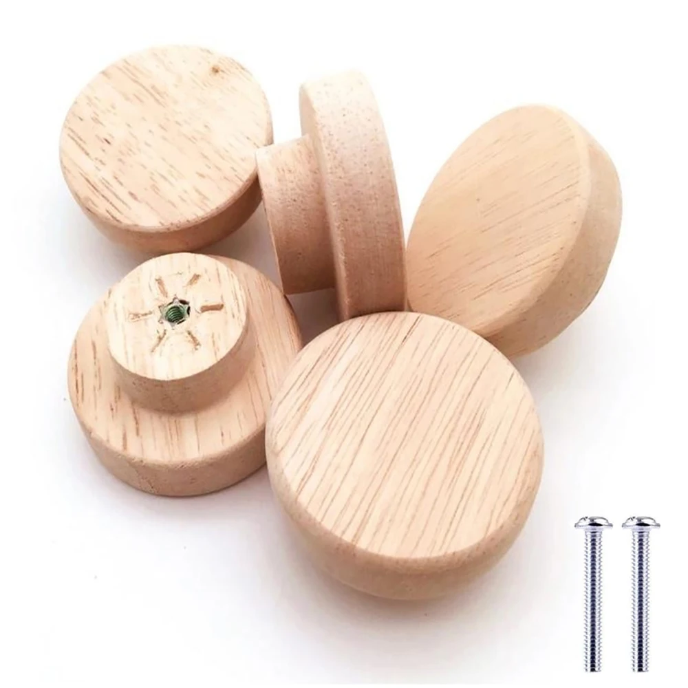 1-48pcs Wooden Handles Round Natural Solid Cabinet Drawer Knobs DIY Color Square Wood Wardrobe Cupboard Door Pulls
