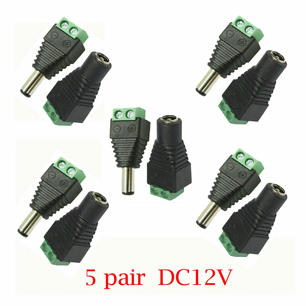 12V DC Power Adapter for CCTV Installations 5.5 x 2.1mm Male Female Connector Compatible with Camera and Balun Ports