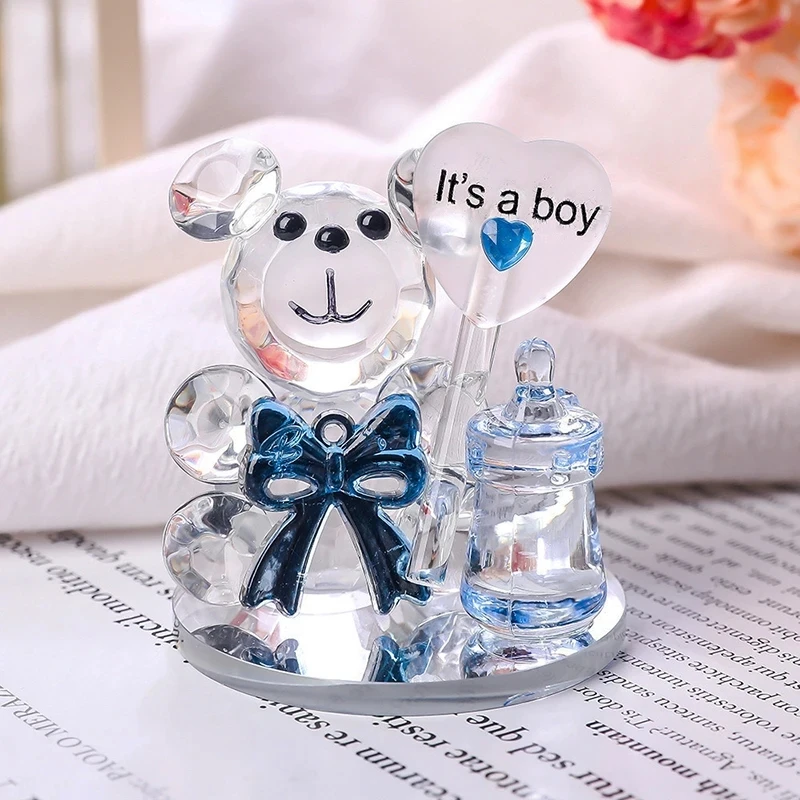 

6 pieces per Lot Adorable Crystal Bear with Milk Bottle for Boy Girl Baby Shower Party Favor Gifts Bear Statue Home Decor