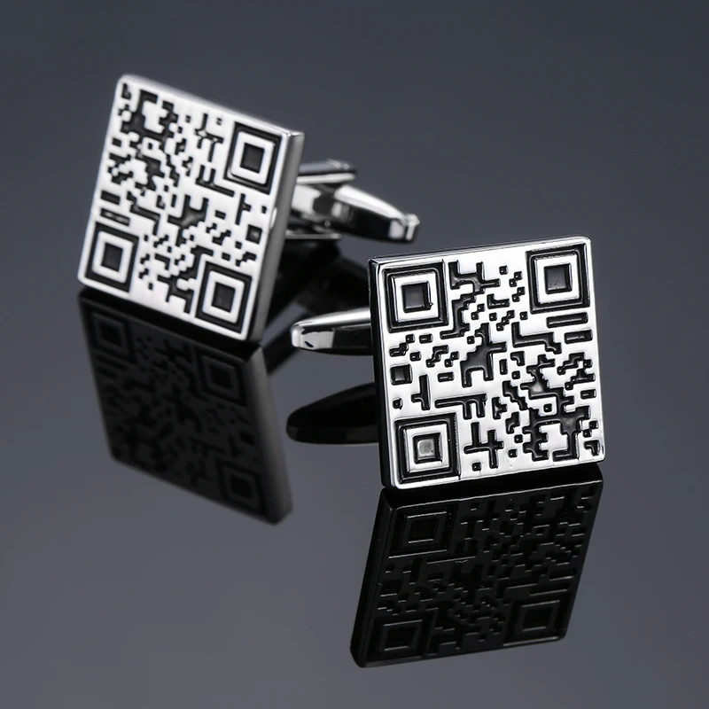 

Men's French shirt cufflinks copper material square QR code cufflinks fashion jewelry wholesale