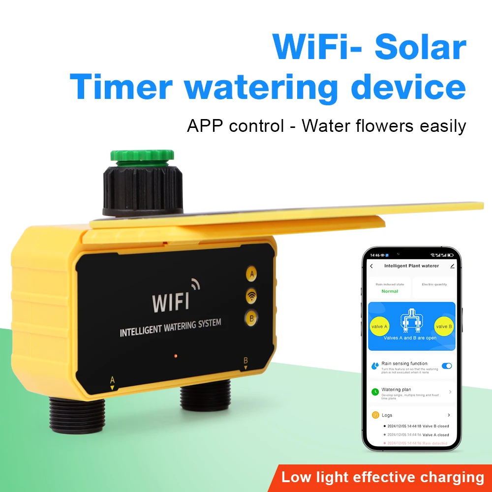 WIFI Solar Irrigation Timing Controller Smart Automatic Irrigation System for Garden Tap Valve Controller with Rain Sensor