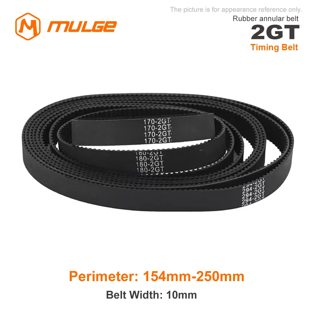 

GT2 Closed Loop Timing Belt Rubber 2GT 10mm 3D Printers Parts 154/156mm-248/250mm Synchronous Belts Part