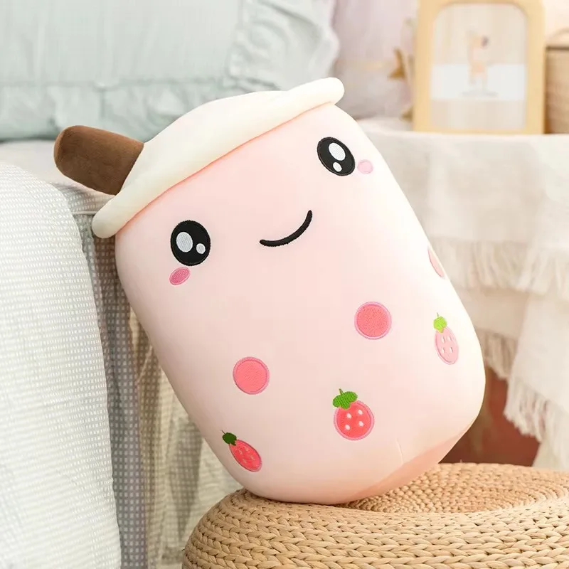 Taza de té de la leche Kawaii, almohada de felpa de 23cm, comida de peluche, fruta, muñeca Boba, tienda de té de peluche ultrasuave, juguetes para niños, regalo de cumpleaños