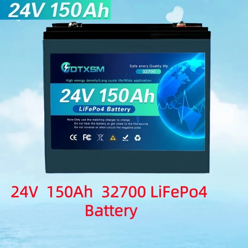 

24V 100Ah-200Ah LiFePO4 battery BMS 8000+ cycle solar RV golf cart off-grid solar power generation system battery pack.