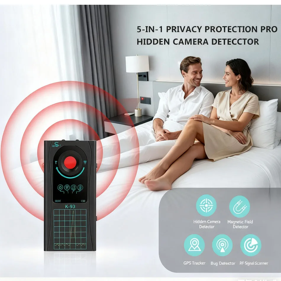 مكتشف كاميرا لا سلكية مع كاشف عدسة الكاميرا بالأشعة تحت الحمراء لتحديد المواقع المقتفي RF إشارة علة كاسحة كاشف AI أدوات مكافحة التجسس الذكية