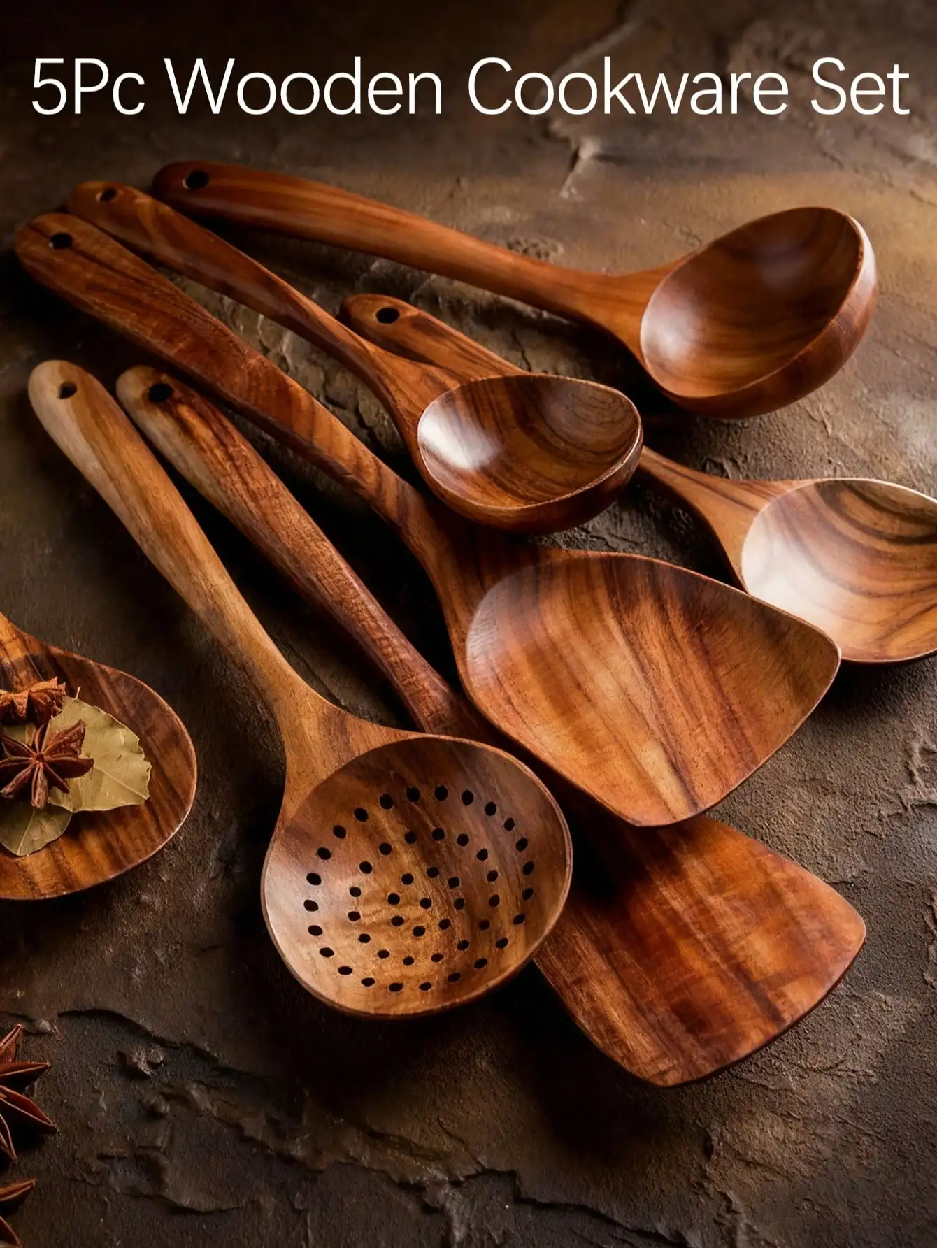 

10pcs Sturdy Wooden Spoons Set with Box Heat Resistant Kitchen Baking Utensils
