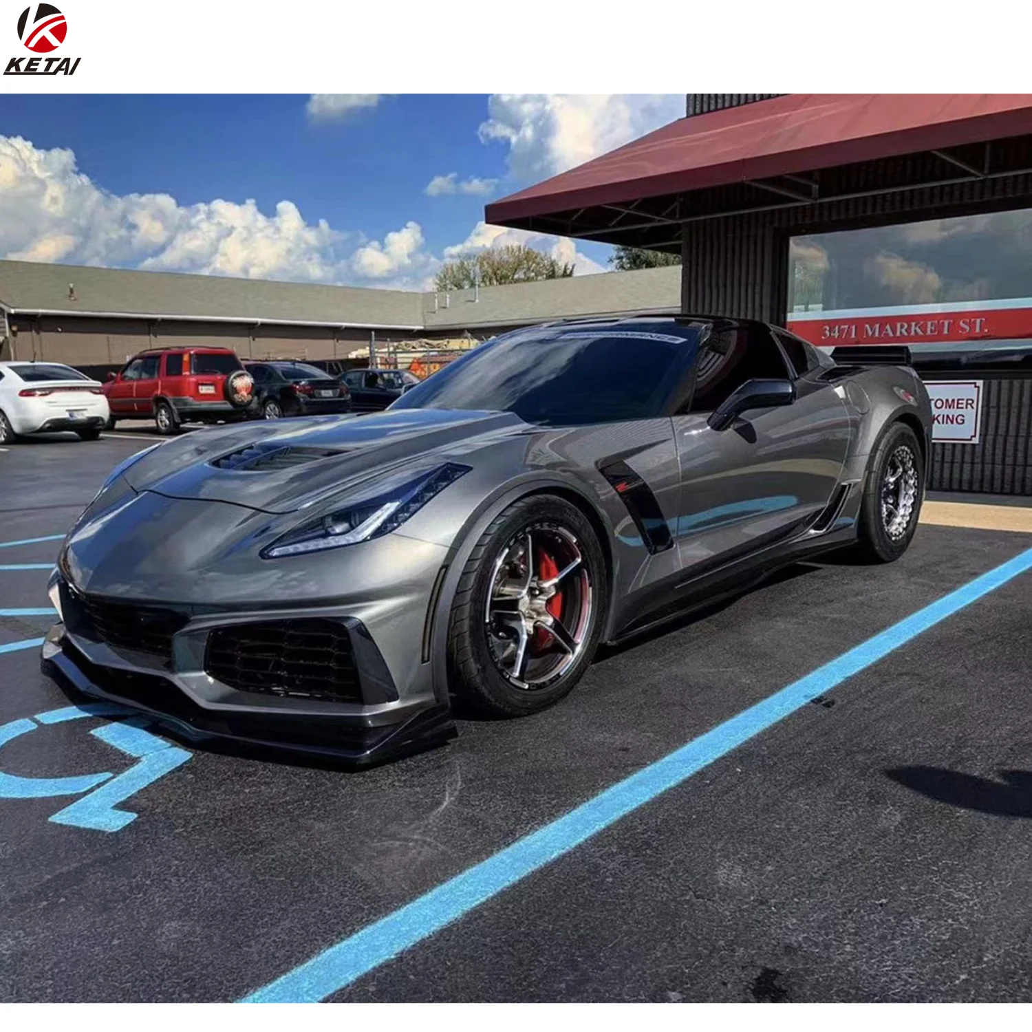 ZR1スタイル カーフロントバンパー フェイスリフト ボディキット ABS製