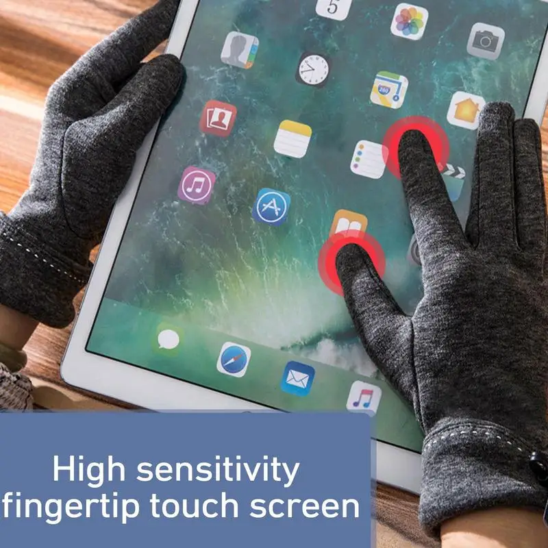 Sarung Tangan Termal Jari Penuh Hangat Musim Dingin Abu-abu Sarung Tangan Tahan Angin Layar Sentuh Penghangat Tangan Listrik USB untuk Bersepeda Ski