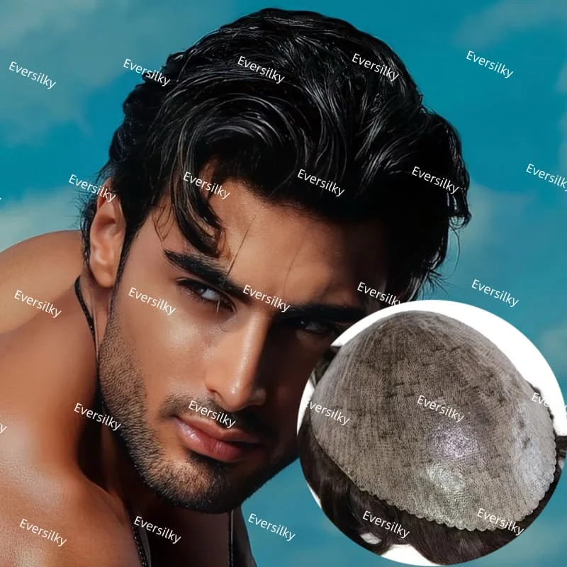 

Men Wig Human Hair System Men Toupee 0.1-0.12mm pu Skin Base Men Wig Natural Hair 130%density Men's Capillary Prosthesis Hairpie