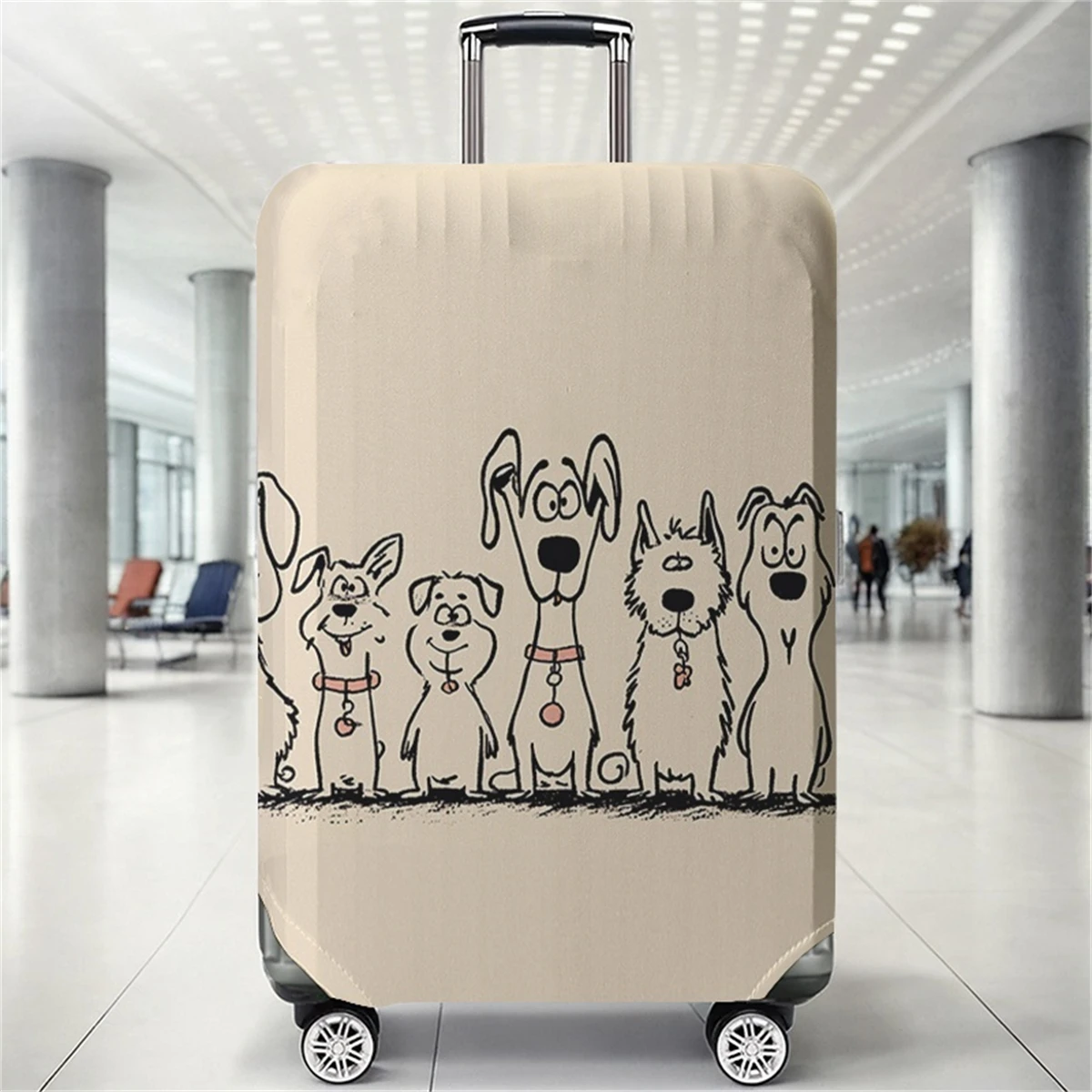 Dog Pattern Luggage Protection Cover, Suitable for 18-32 inch Covers, Handle Gloves, Travel Accessories