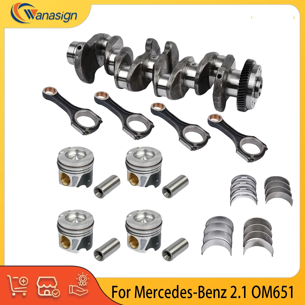 Engine Parts Crankshaft Piston Bearings Con-Rod Set Fit 2.1 2.2 L L4 Diesel OM651 For MERCEDES 2.1 2.2L C220 E220 SPRINTER VITO