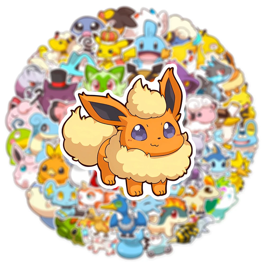 Kawaii Pokémon Anime Graffiti Adesivos para Crianças, Bonito Pikachu Adesivo Dos Desenhos Animados, Presente Brinquedo DIY, Papelaria Laptop, Decalques Telefone, 10 Pcs, 30 Pcs, 50Pcs