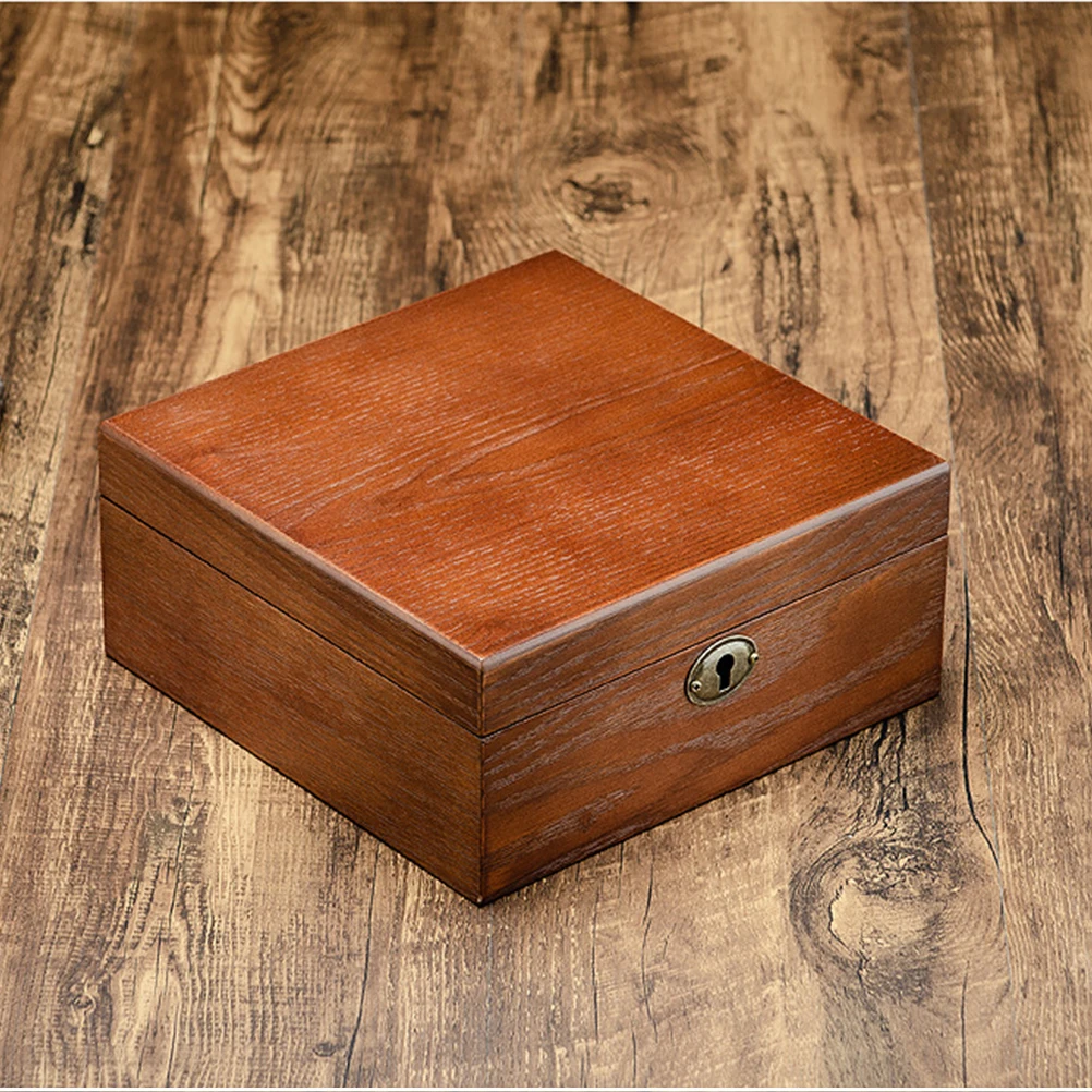 

6 Slots Watch Box Dust-proof Wooden Storage Case for Watches with Lock Display Jewelry Box Elegant Classic Color Match