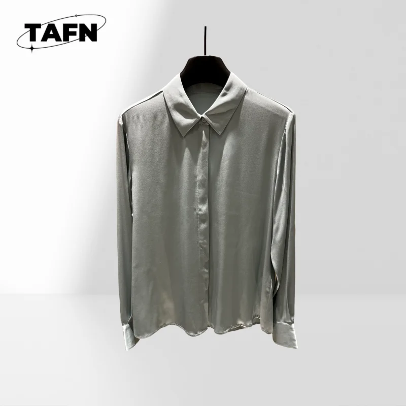 المرأة الصلبة بلوزة جولة الرقبة عارضة مكتب قميص المرأة جرس كم قميص أزياء فضفاضة تناسب بلوزة قميص النسيج الناعم AH01165