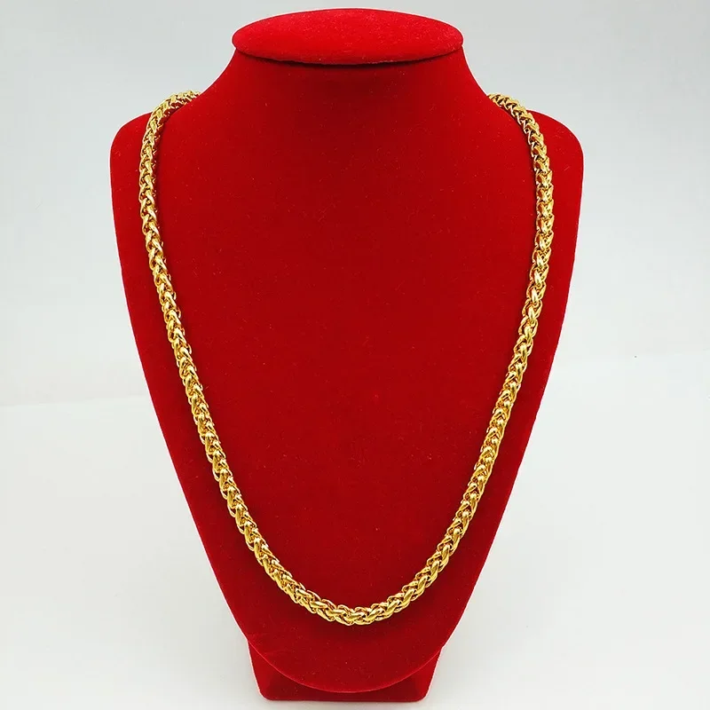 Mens and womens 18K gold necklace jewelry hollow chain AU750 snake bone chain with certificate