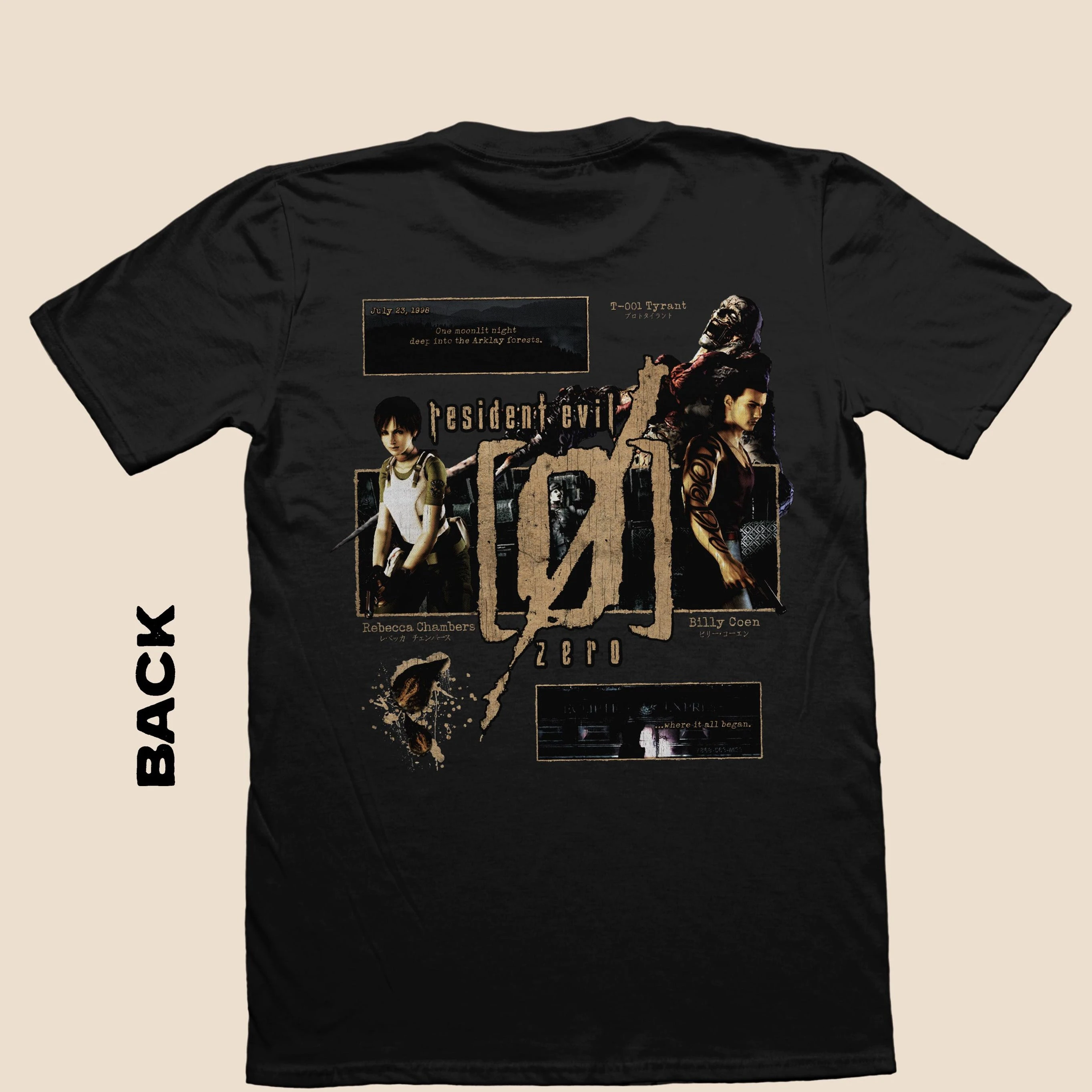 Resident Evil 0 T-Shirt | Rebecca&Billy Cohen Film-Style T-Shirt, Alltags-T-Shirt mit Aufdruck – Detail 2