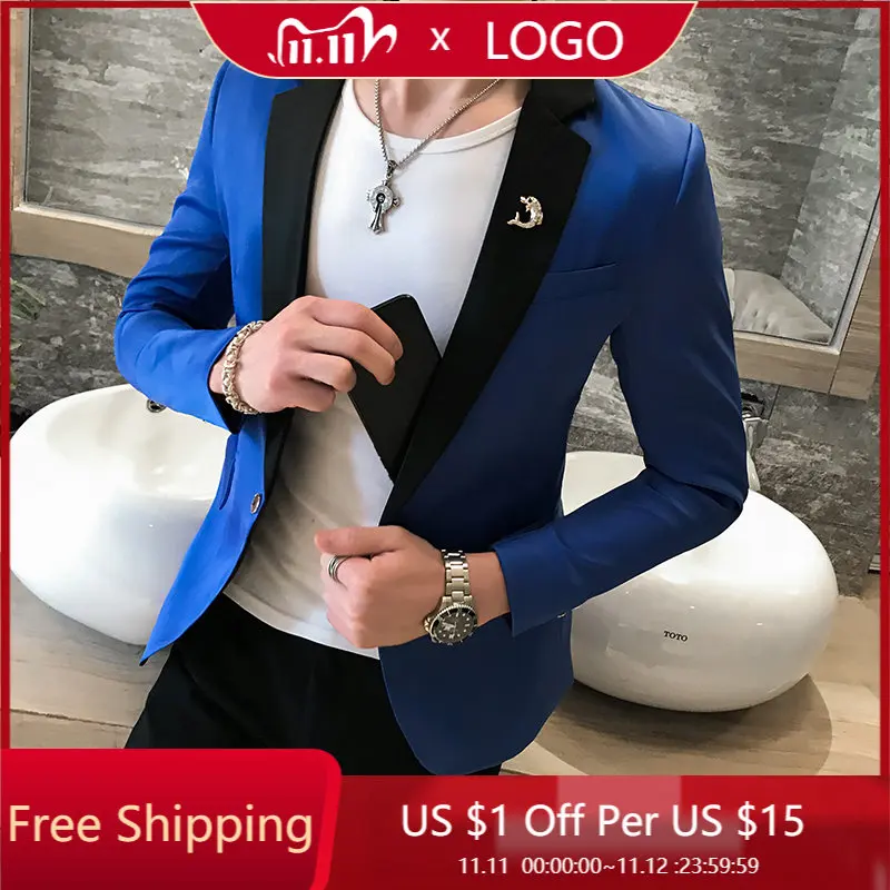 

2023 High-quality men's fashion Korean version slim long-sleeved handsome casual trend single breasted small suit jacket top