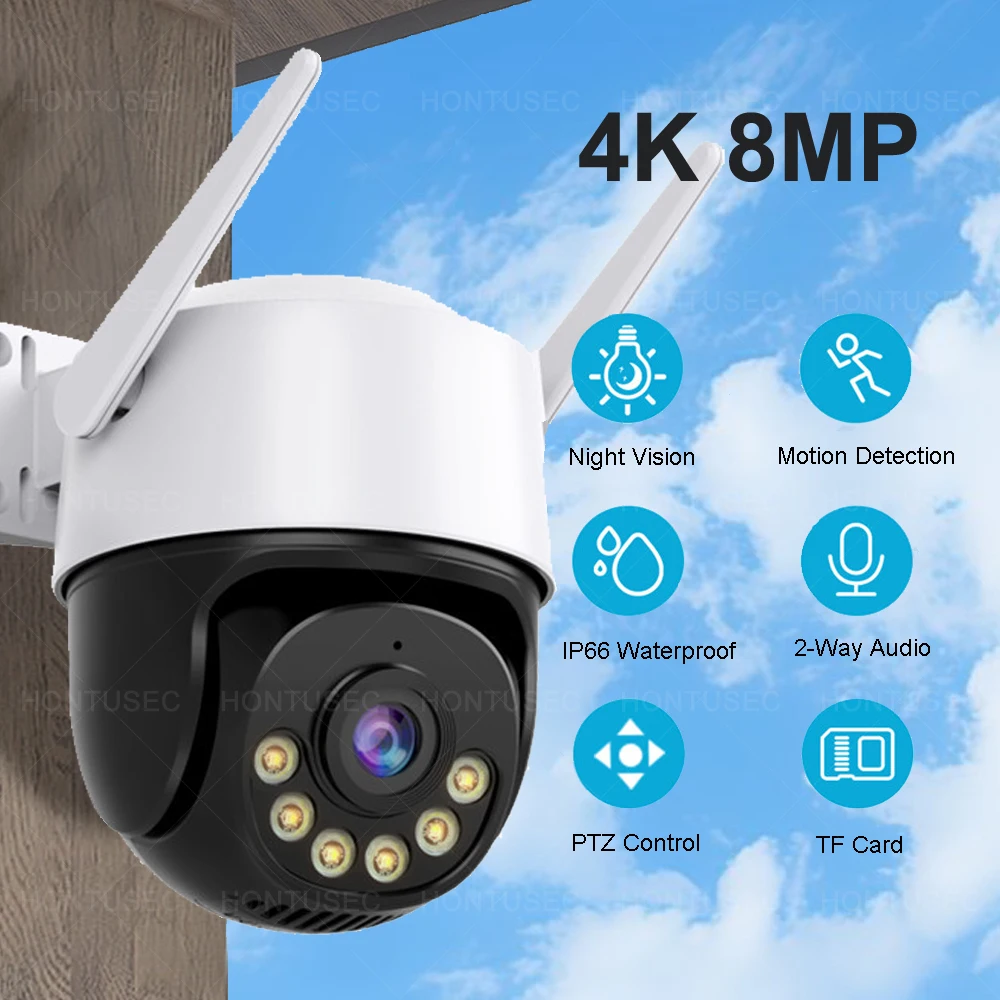 ICSEE-cámara PTZ 4K de 8MP, domo de velocidad de 5MP, seguimiento automático, Audio bidireccional, visión nocturna en Color, cámara de seguridad