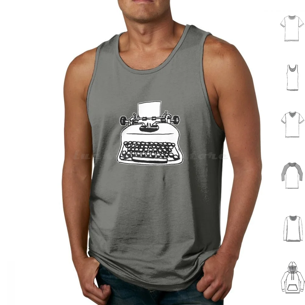 Old Typewriter Tank Tops Print Cotton Write Typewriter Remington Writer Hacker Type Keyboard Oldschool Type Writer Author