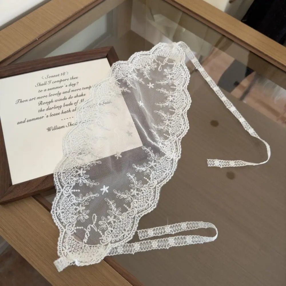 

Sweet Countryside Style Embroidery Lace Hair Scarf Bowknot Flower Triangle Bandana Wraps Turban Triangle Headband Spring Summer