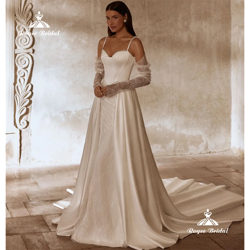 Roycebridal Sweetheart A Line Abito da sposa 2025 Abito da sposa in pizzo con strascico personalizzato abiti da festa vestido noviasvestidos