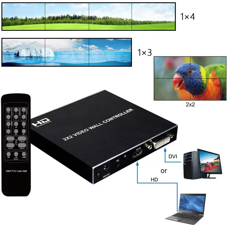 

Контроллер видеостены 4K 2x2, процессор для сращивания телевизоров HDMI 1x2, 1x3, 1x4, 2x1, 3x1, конвертер для 4 экранов, Edge Converter RS