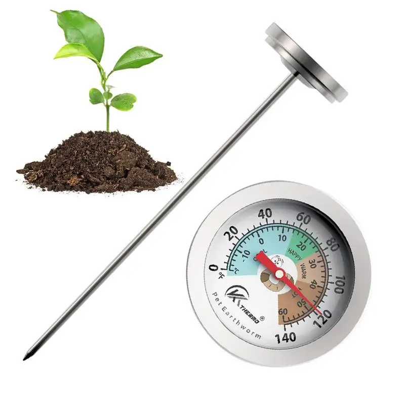 Soil Temperature Gauge Compost, Soil Tester, Meter Measuring Probes, Garden Soil Thermometer, Ground Temperature Thermometer