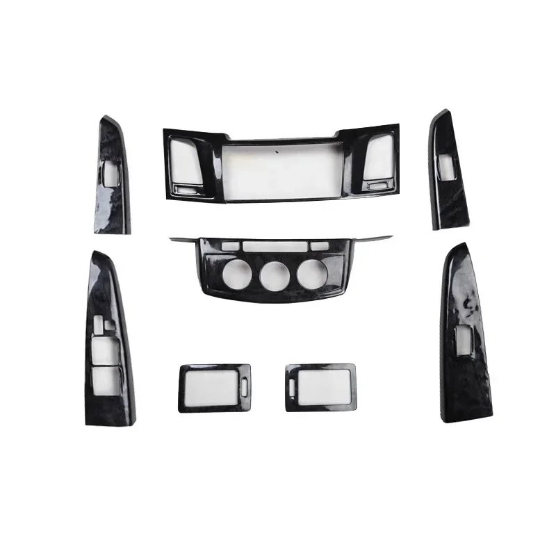 For Toyota Fortuner 2015 Carbon Fiber & Peach Wood Interior Upgrade - Center Console Air Outlet & Power Window Switch Patch