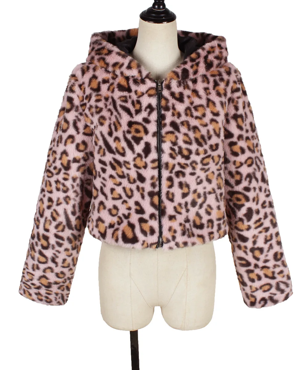 Vrouwen Y2k namaakbontjassen jas rits jassen luipaardprint jas dikke warme capuchon streetwear elegante open steek herfst winter