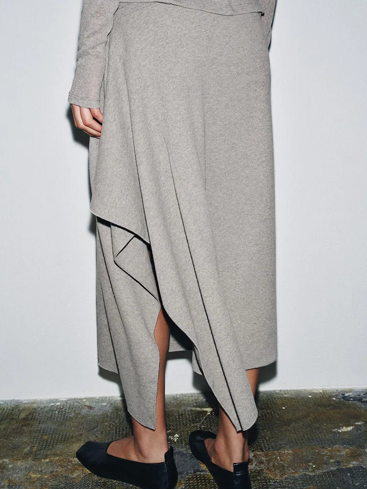 2025년 겨울 신상 여성 패션 스위트 비대칭 미디 스커트 민족 무대 의상 미디 스커트 5648 707