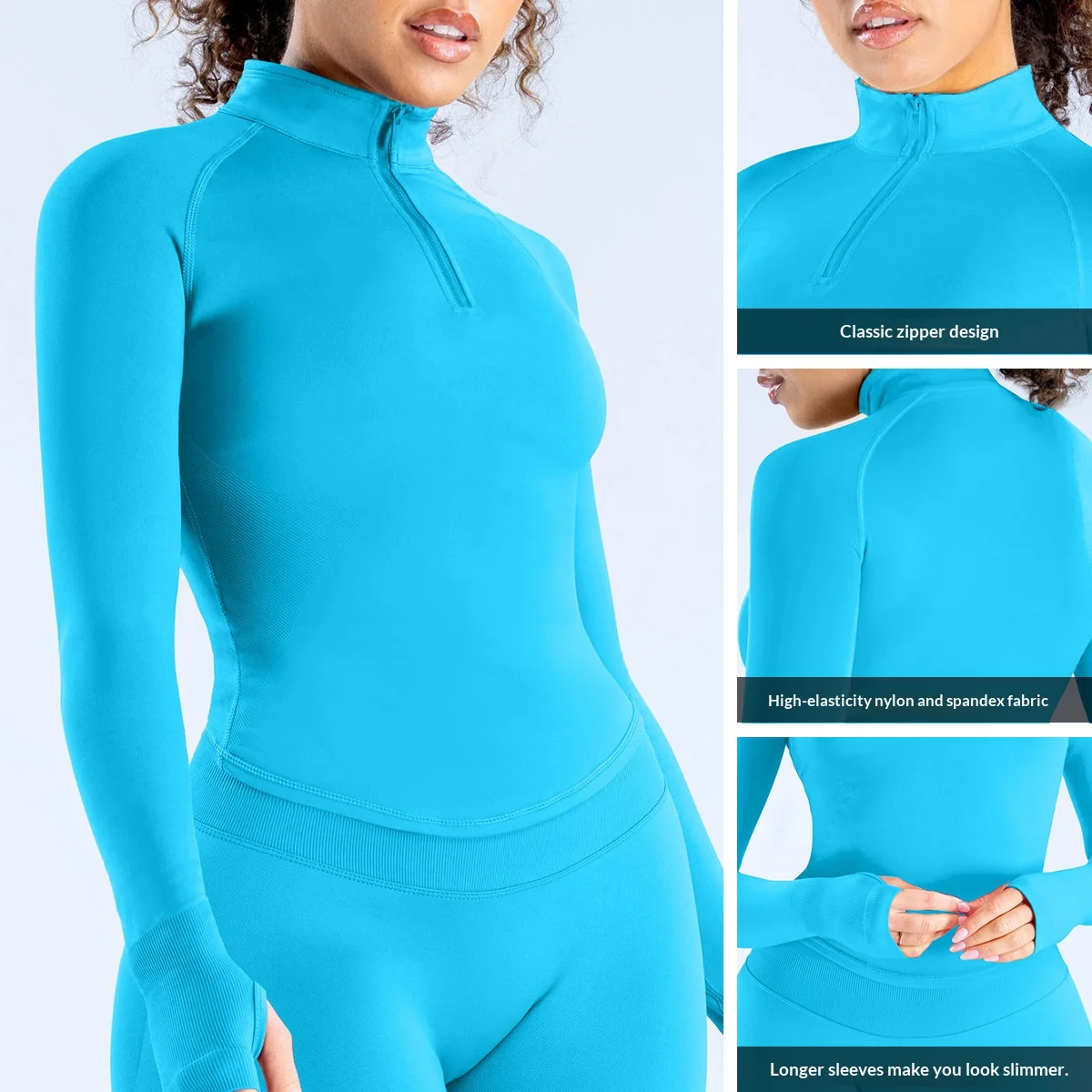 All-Weather Training Jacket , Moisture Wicking Matte Finish Compression Top, Zippered Yoga Hoodie Outdoor Running