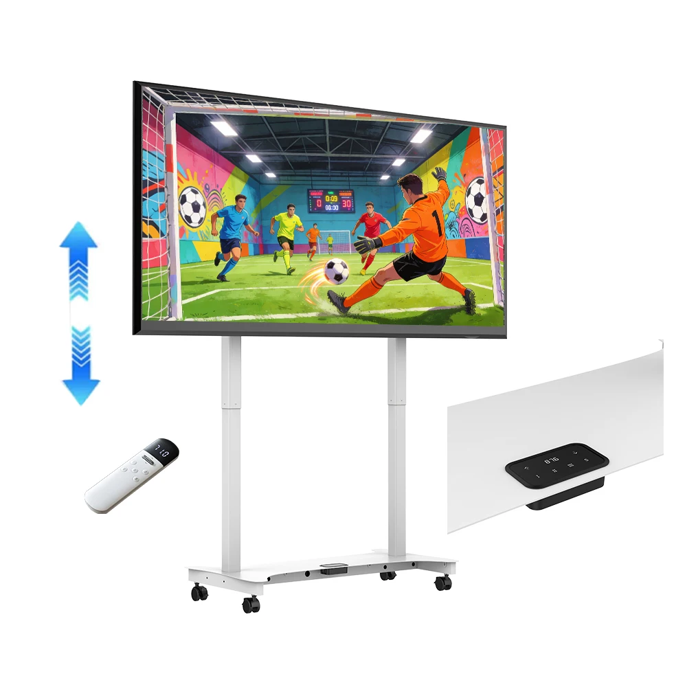 Modern Electric Height Adjustable TV Motorised Lifter with Wheels Remote Control TV Trolley Cart Mobile TV Mounts and Carts