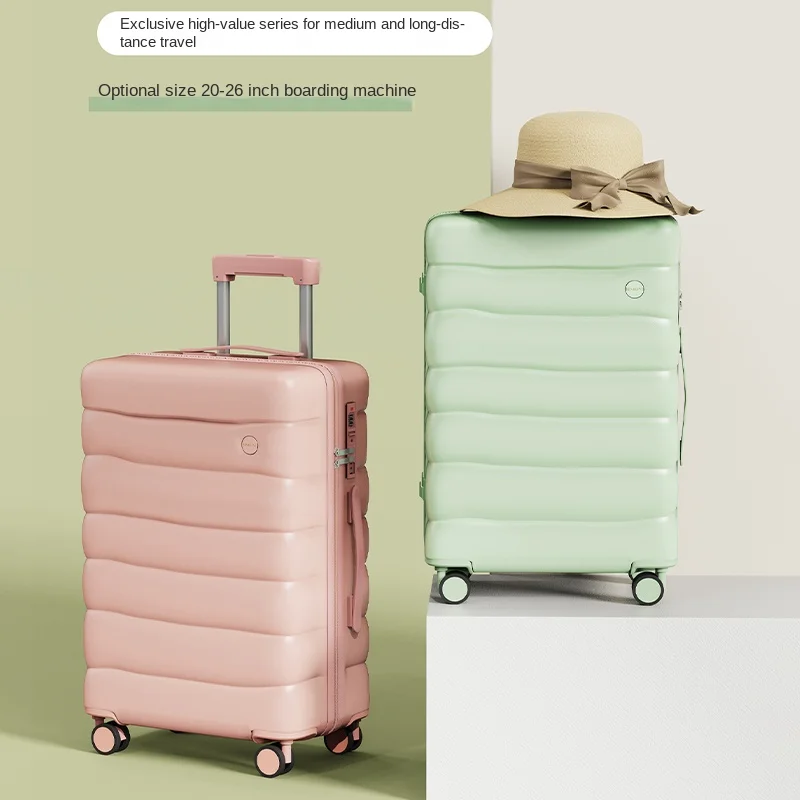 Carrinho de viagem para homens e mulheres, conjunto de bagagem de grande capacidade de 20-26 polegadas com zíper, mala de cabine leve