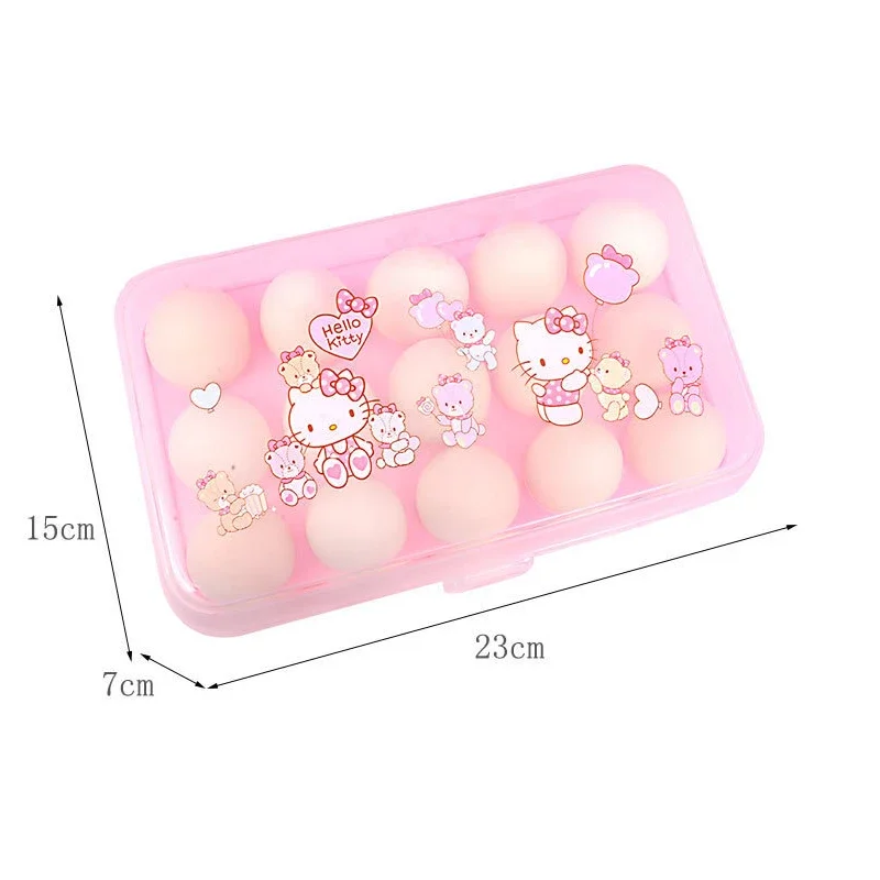 Hello Kitty 15 Grid Egg Storage Box frigorifero Storage Organizer Cartoon trasparente Kitchen Egg Holder Egg Box Kitchen Gadget