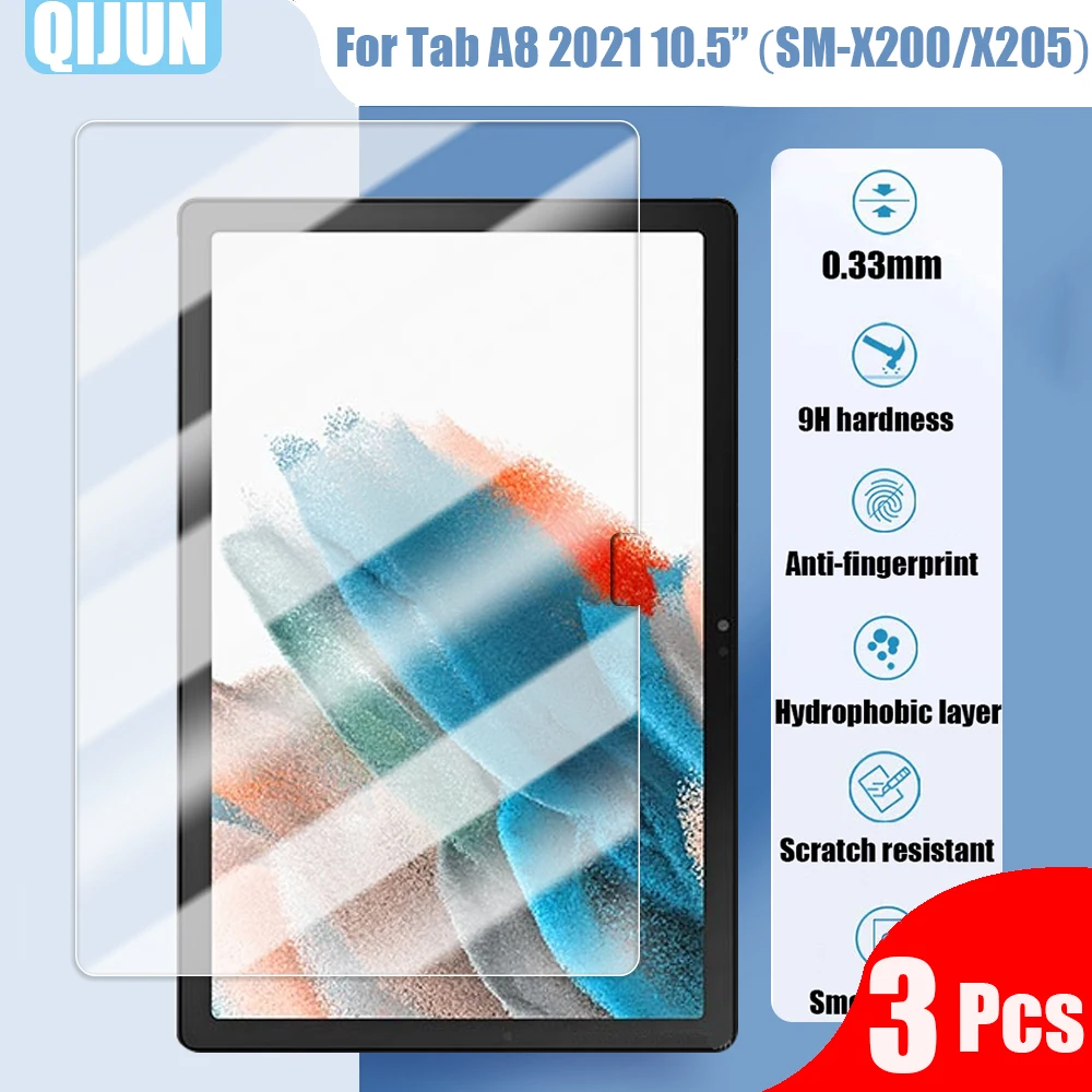 

Tablet Tempered glass film For Samsung Galaxy Tab A8 10.5" 2021 Explosion proof and scratch Anti fingerprint 3 Pcs SM-X200 X205