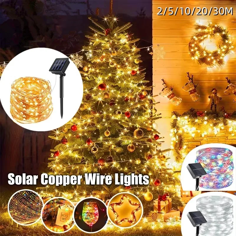 2m/5m/10m/20m/30m LED Solar Light Outdoor Garden Fairy String Light Led Twinkle Waterproof Lamp for Christmas Patio Tree Party