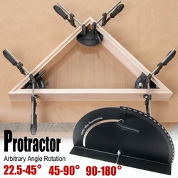 Multifunctional 45/90/180 Degree Variable Angle Fixture Woodworking Protractor Right Angle Frame Clip Woodworking Fixture Tools