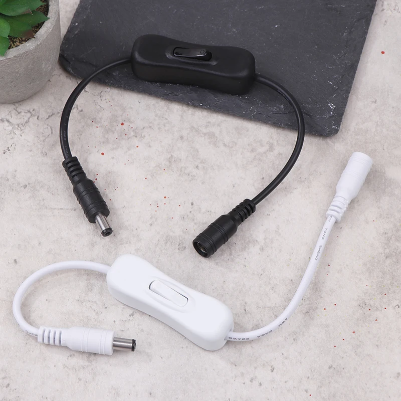 

30cm Inline 304 Switch With Female Male Power Extension Cable DC 5.5x2.1MM Connector Switch 5V 12V 24V For CCTV LED Strip Light~