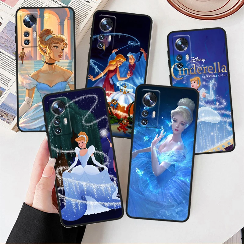 Disney Cinderella Cute For Xiaomi Mi Note 10T 10S 10 9T 9 SE 8 CC9E A3 5G Lite Pro Soft Silicone Black Phone Case