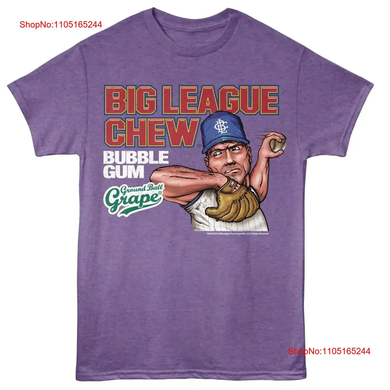 

Бейсбольная футболка Big League Chew Bubblegum GROUND BALL GRAPE Фиолетовый Хизер винтажная стираная дышащая модельерская одежда