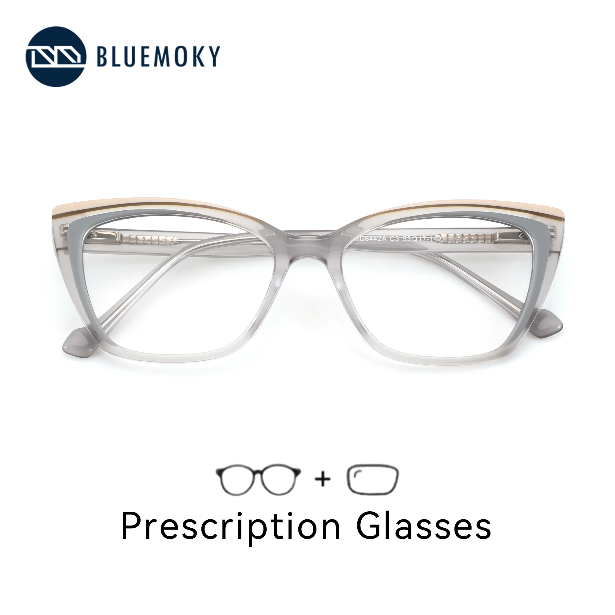 

BLUEMOKY S Size Modish Acetate Graduated Progressive Multifocal Glasses Butterfly Photochromic/Myopia Lenses Woman